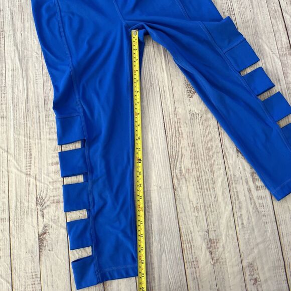 Yogalicious Women’s Royal Blue Leggings w/Slotted Legs Spandex Blend Size M - Picture 4 of 7